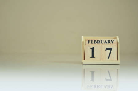 February 17, Number cube with reflection of number cube.の写真素材