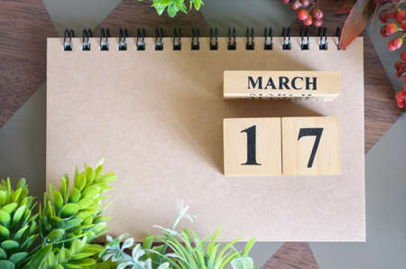 March 17, Natural notebook Calendar.の写真素材