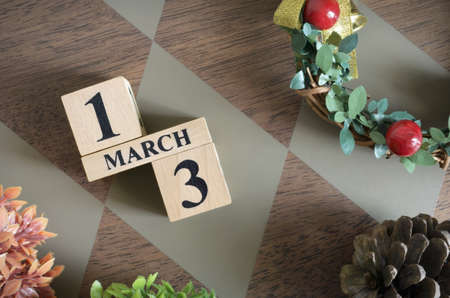March 13, Date design with number cube.の写真素材