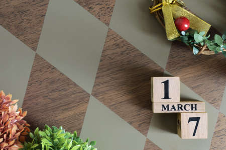 March 17, Date design with number cube.の写真素材