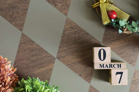 March 7, Date design with number cube.の写真素材