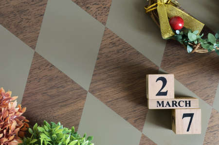 March 27, Date design with number cube.の写真素材