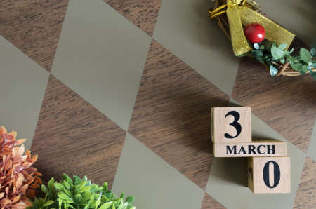 March 30, Date design with number cube.の写真素材