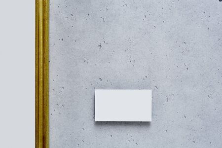 large empty golden canvas in modern galleryの写真素材