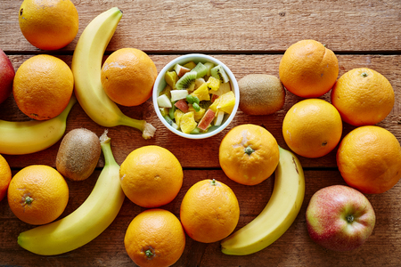 variety of fruits and organic fruit saladの写真素材
