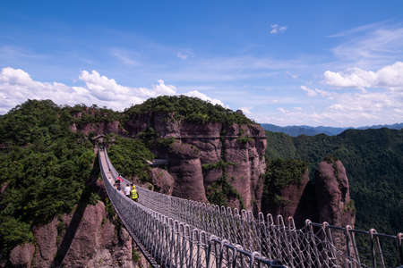 Suspension Bridge in Shenxianju Scenic Area, Xianju, Zhejiang, Chinaのeditorial素材