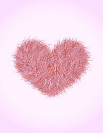 fluffy and soft heart on pink backgroundの写真素材