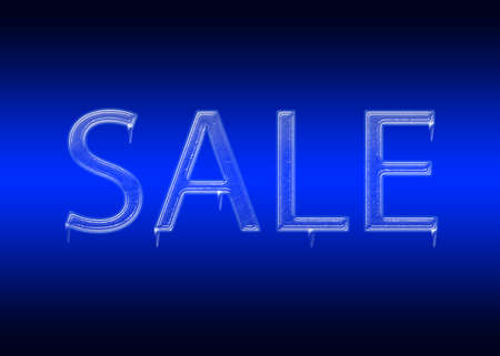 Frozen text  sale  made of glass on blue backgroundの写真素材