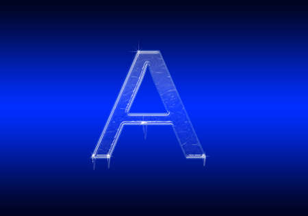 Frozen letter of the alphabet made ââof glass on blue backgroundの写真素材