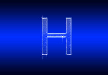 Frozen letter of the alphabet made of glass on blue backgroundの写真素材