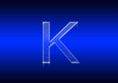 Frozen letter of the alphabet made ââof glass on blue backgroundの写真素材