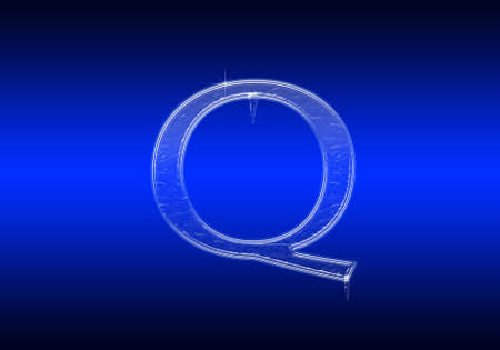 Frozen letter of the alphabet made ââof glass on blue backgroundの写真素材