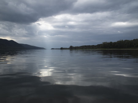 Water surface in cloudy weather during the day