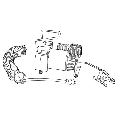 Portable car air compressor. Car tyre electrical inflator. Illustration car air compressor.のイラスト素材