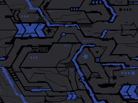 Dark gray and blue technology hexagonal vector backgroundのイラスト素材