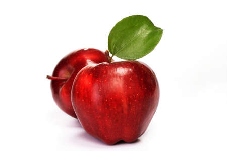 Two red apple's isoalted on white backgroundの写真素材