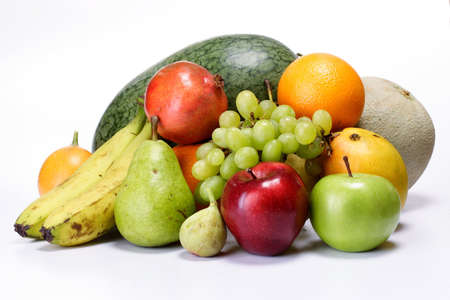 Fresh fruits isolated on white for backgroundsの写真素材
