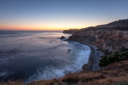 Gorgeous coastline view of Point Vicente and Pelican Cove on a sunny day with clear sky, Rancho Palos Verdes, Californiaの写真素材