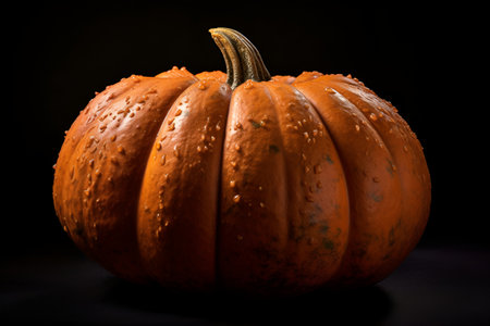 Halloween pumpkin. Close up view of pumpkin at black background. Selective focus. Generative AIの素材