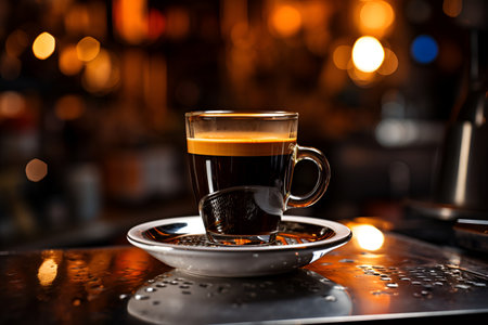 A cup of espresso on the bar. AI generationの素材