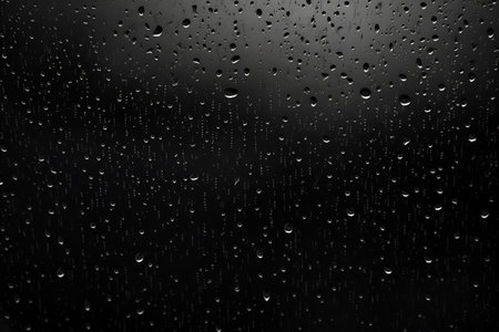 Drops of water on a black background. AI generationの素材