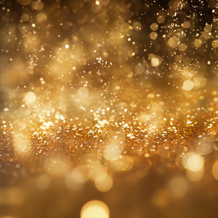 Golden background, shiny lights grunge background, shiny defocused abstract twinkling lights. AI generationの素材