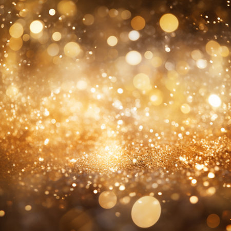Golden background, shiny lights grunge background, shiny defocused abstract twinkling lights. AI generationの素材