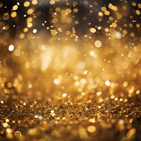 Golden background, shiny lights grunge background, shiny defocused abstract twinkling lights. AI generationの素材
