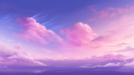 Purple abstract colorful pastel tone sunrise sky cloud background with glowing light for design concept. AI Generationの素材