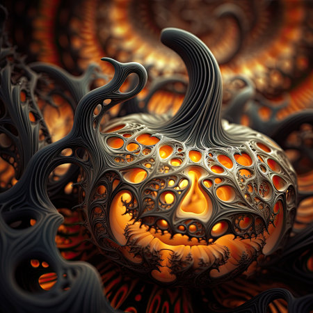 Candle light Halloween pumpkins. Illustration. AI generationの素材