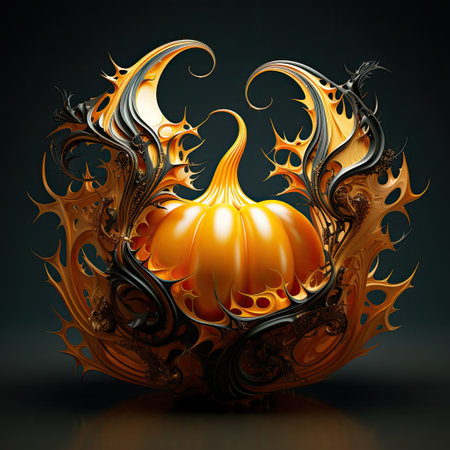 Candle light Halloween pumpkins. Illustration. AI generationの素材