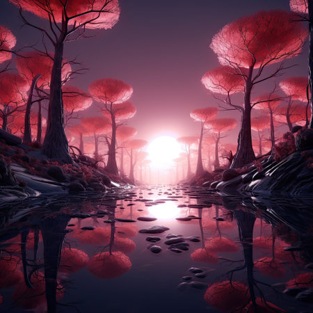 Magical, dreamy, surreal fairy tale abstract forest. AI generationの素材