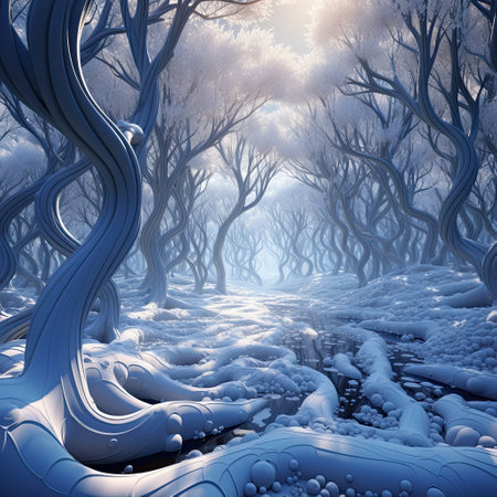 Magical, dreamy, surreal, dreamlike, abstract, winter forest. AI generationの素材