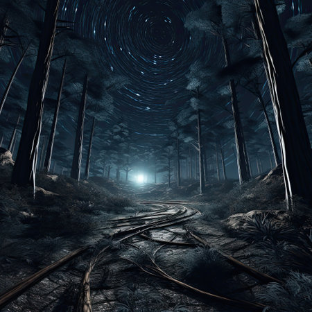 Magical, dreamy, surreal fairy tale abstract forest. AI generationの素材