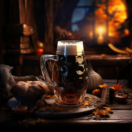 A glass of dark beer, on the bar. October fest holiday.の素材