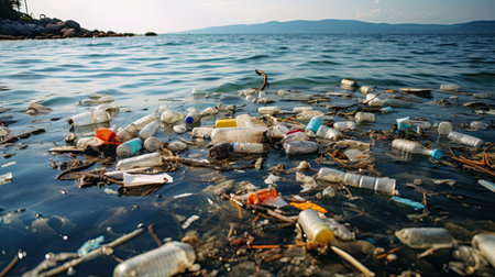 Ocean environmental pollution, garbage thrown into the sea, ocean. ecologyの素材