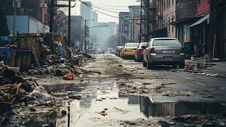 Garbage on the streets, environmental pollution.の素材