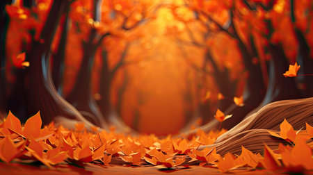 Autumn forest, yellow trees. abstract, frock style. Autumn background.の素材