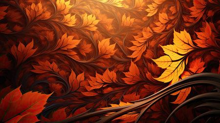Autumn background from yellow leaves, abstract, fractal style.の素材