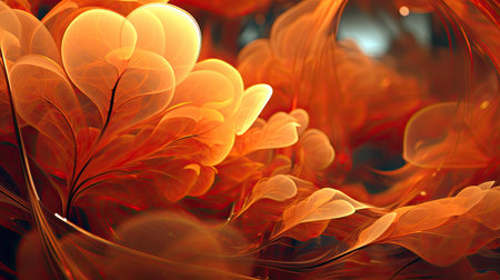Autumn background from yellow leaves, abstract, fractal style.の素材
