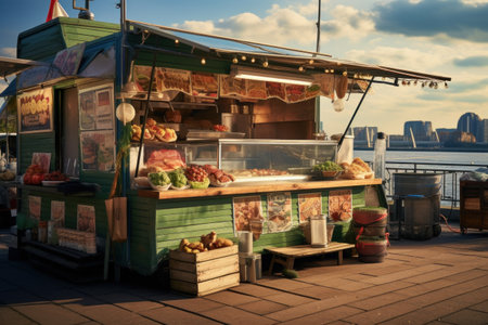 Fruit stand, street trade, by the sea.の素材