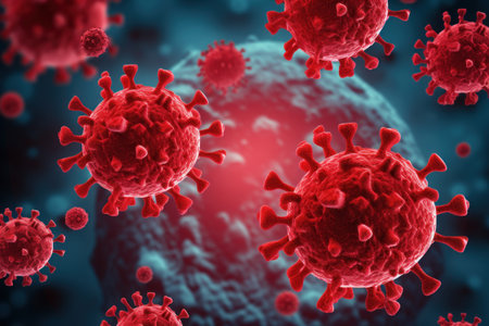 Bacteria virus under the microscope. Close upの素材