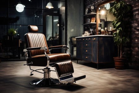 Stylish barber chair, barbershop for menの素材