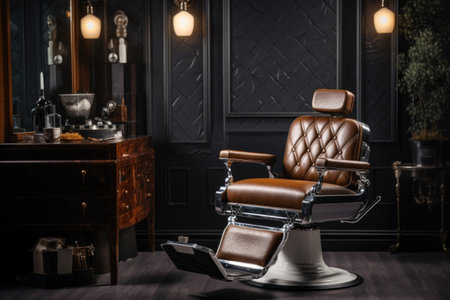 Stylish barber chair, barbershop for menの素材