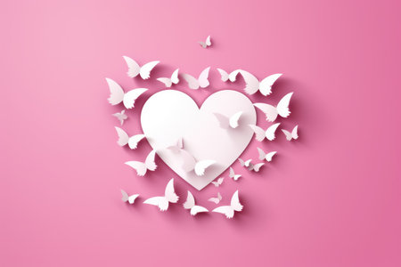 Minimal background, mock up with podium for product display,Abstract white geometry shape background minimalist Valentine's day pink background,Abstract mock up backgroundup 3D rendering.の素材