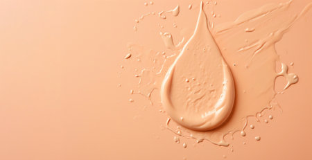 cosmetic brush strokes creamy texture on pastel peach backgroundの素材