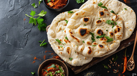 Homemade Indian Naan Flatbread made with Whole Wheatの素材