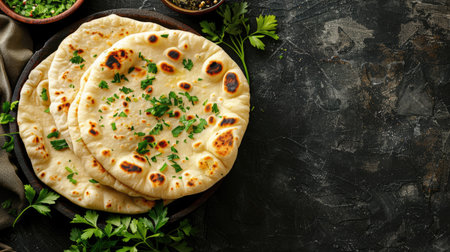 Homemade Indian Naan Flatbread made with Whole Wheatの素材