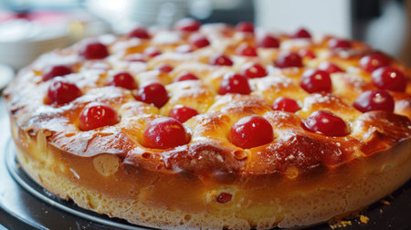Italian focaccia bread with rosemary, garlic and tomatoesの素材