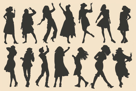 Silhouettes of women, on a white background. Women's Day.の素材